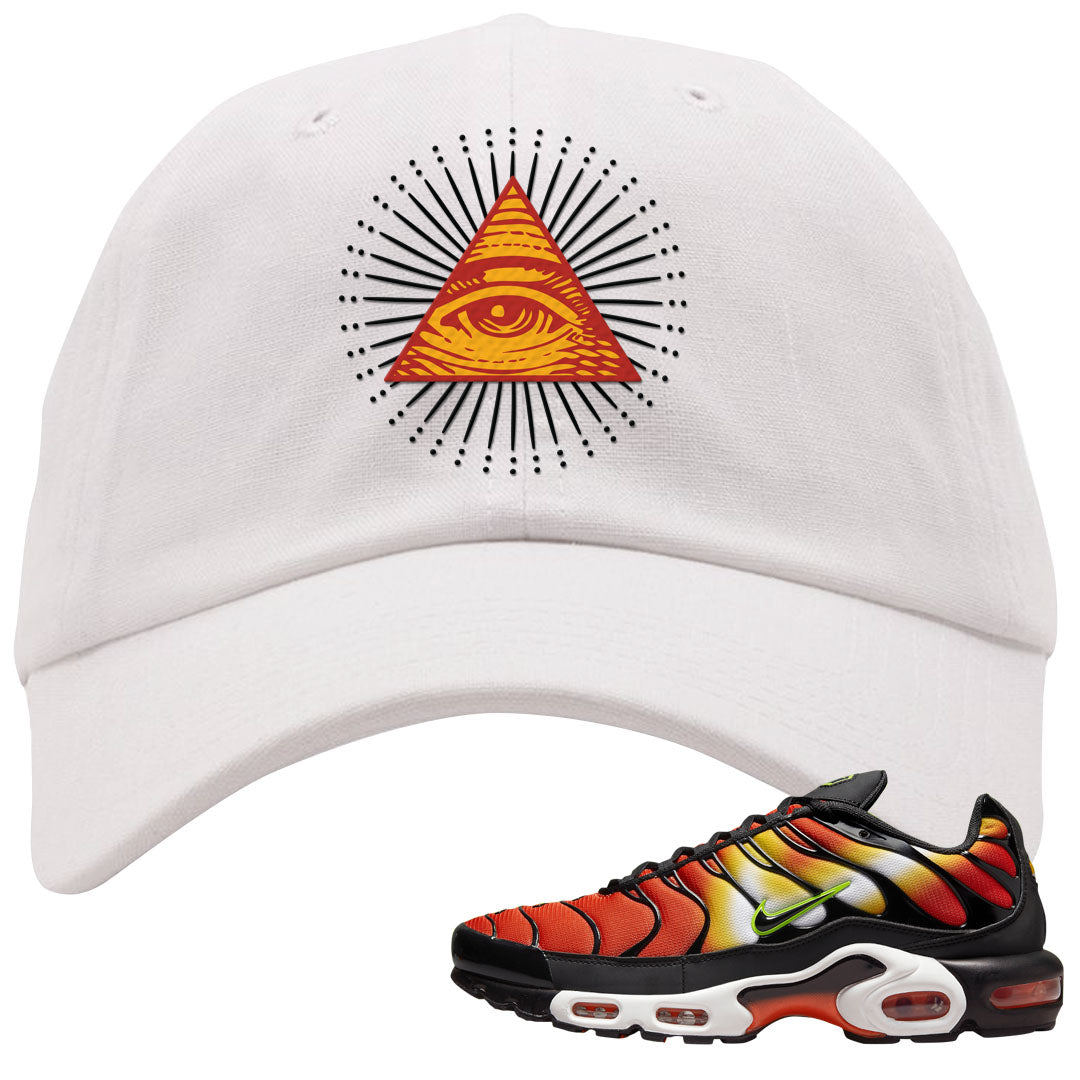 Sunset Gradient Pluses Dad Hat | All Seeing Eye, White