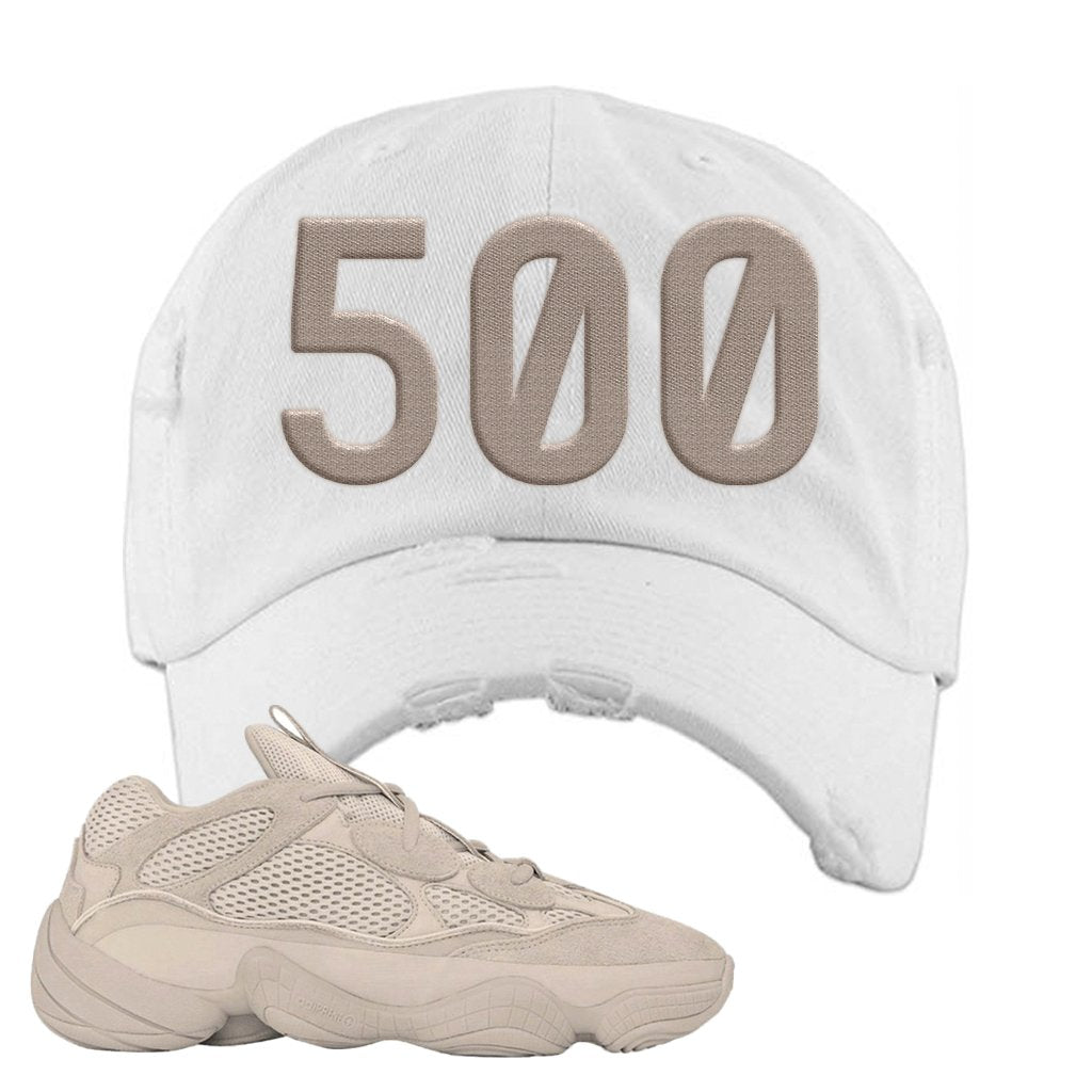 Yeezy 500 Taupe Light Distressed Dad Hat | 500, White