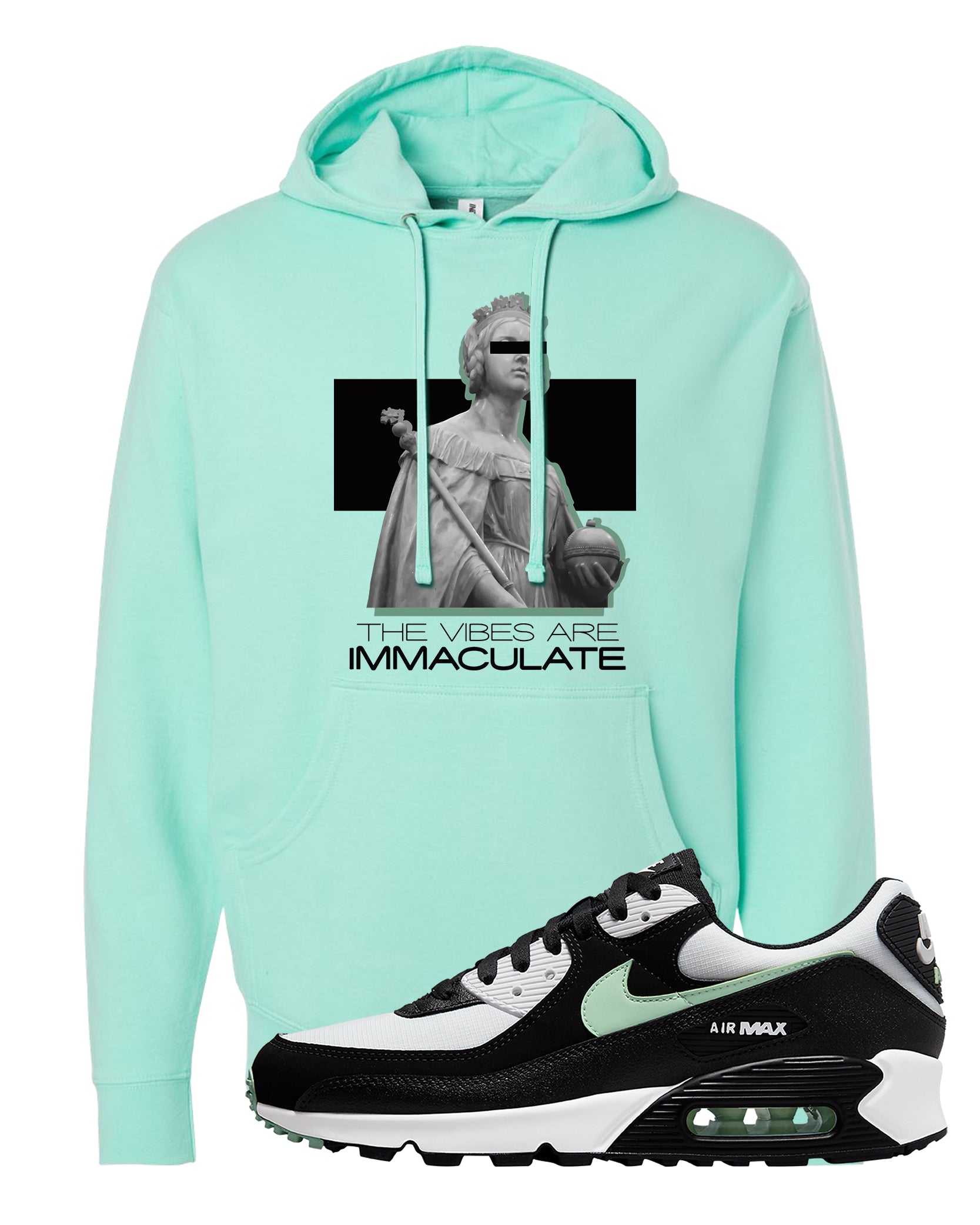 Black Mint 90s Hoodie | The Vibes Are Immaculate, Mint