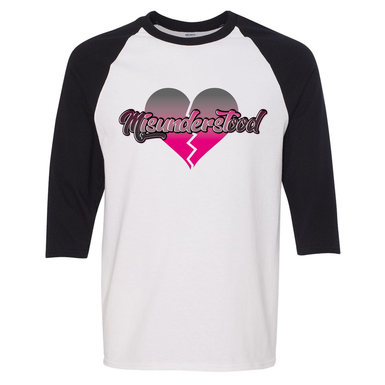 Grey Pink 12s Raglan T Shirt | Misunderstood, White and Black