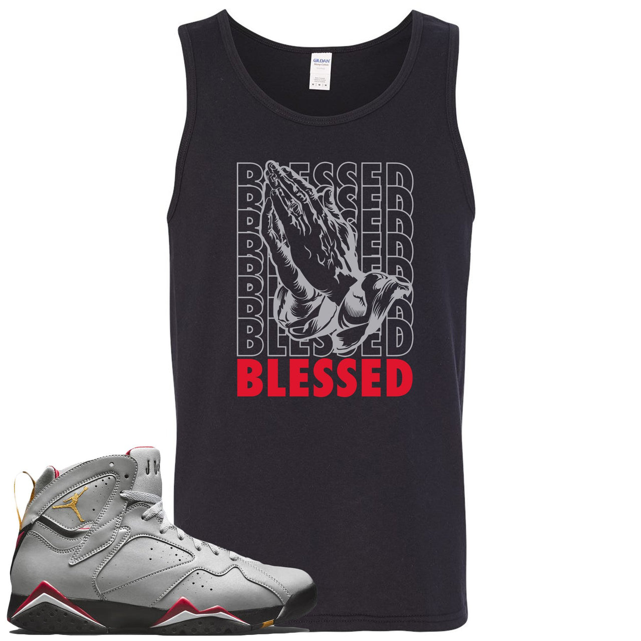 Reflections of a Champion 7s Mens Tank Top | Blessed Praying Hands, Black