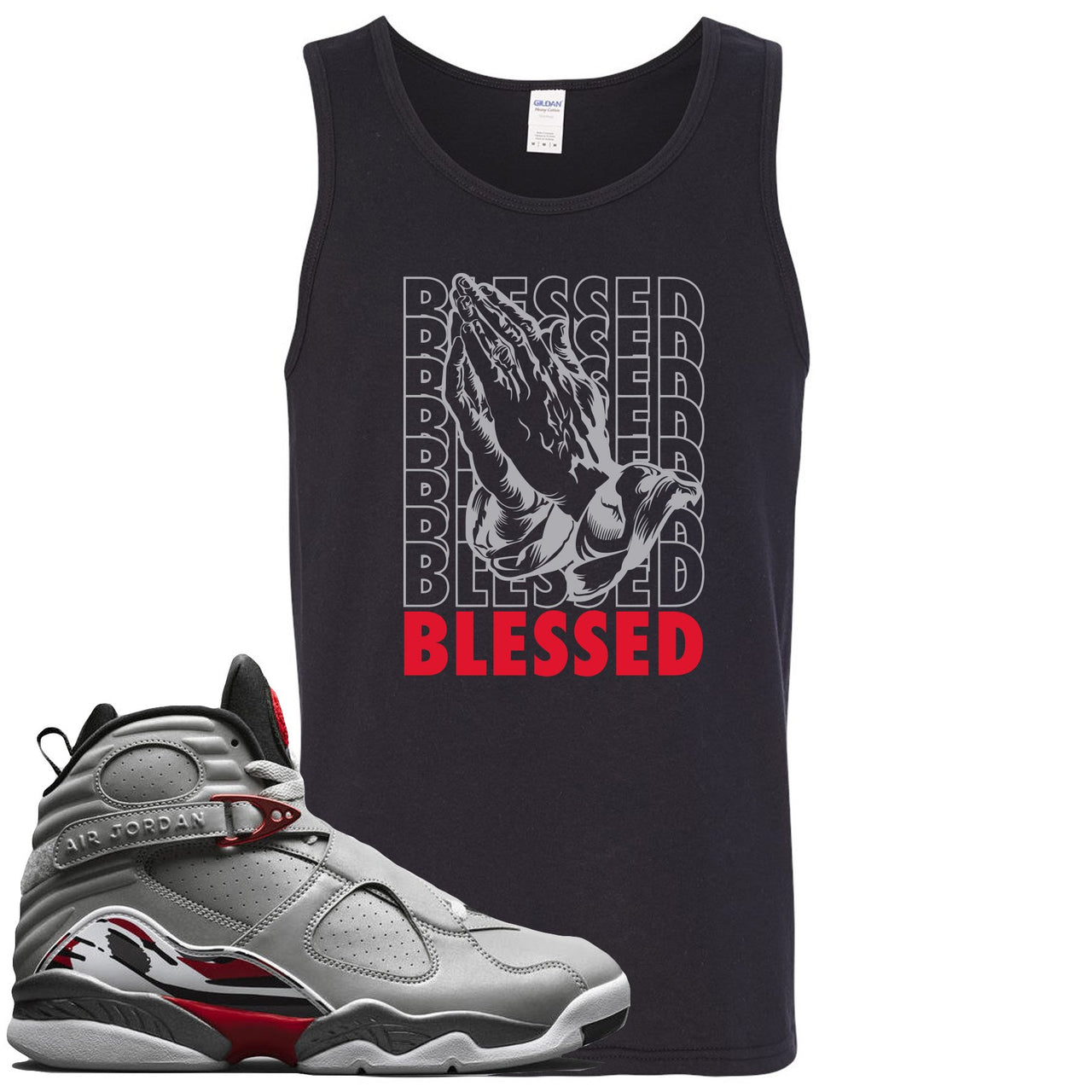 Reflections of a Champion 8s Mens Tank Top | Blessed Praying Hands, Black