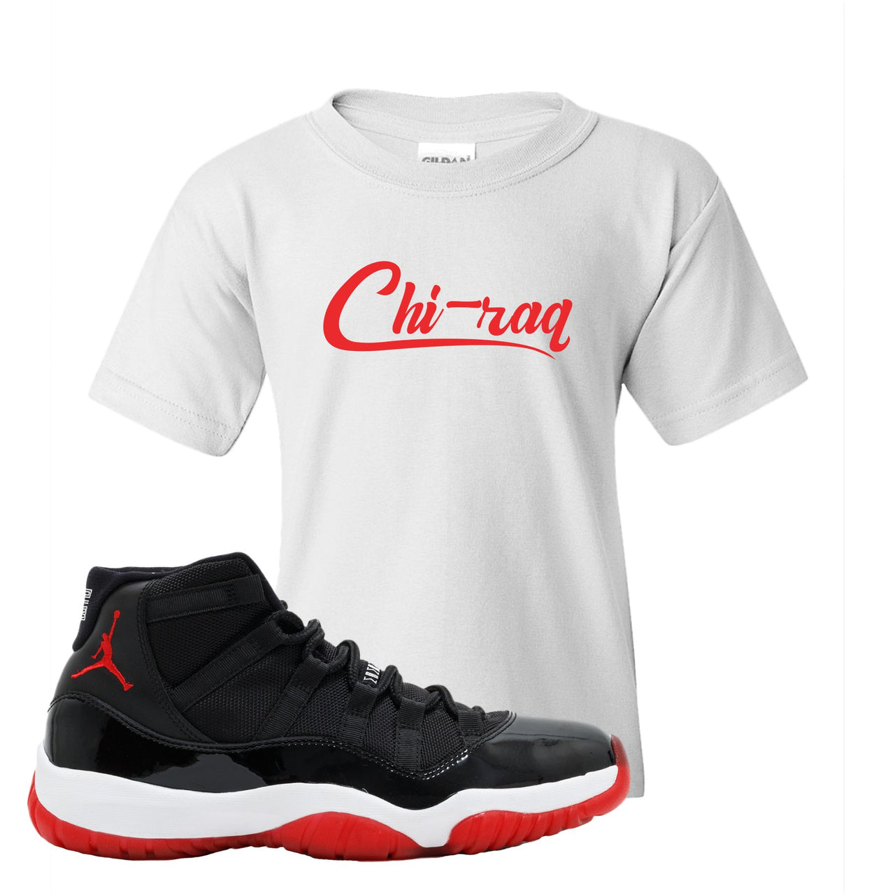 Jordan 11 Bred Chi-raq White Sneaker Hook Up Kid's T-Shirt