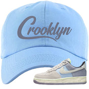 Womens Mountain White Blue AF 1s Dad Hat | Crooklyn, Light Blue
