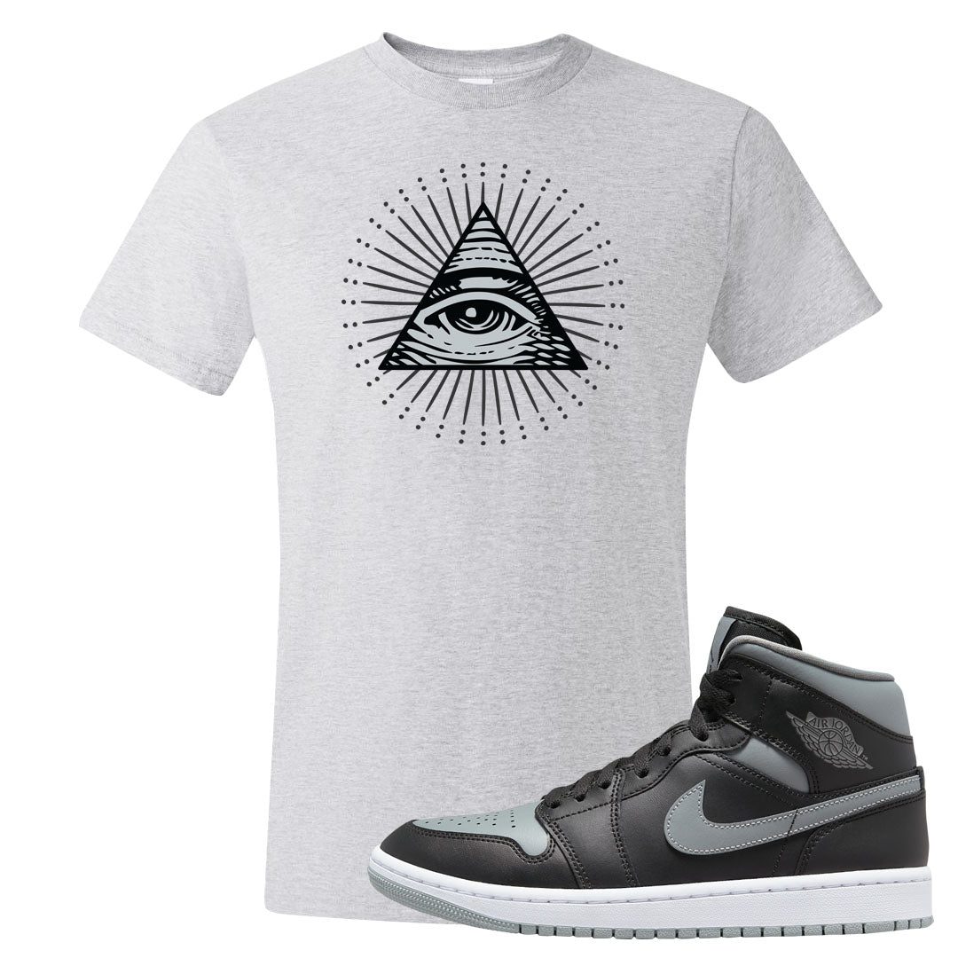 Alternate Shadow Mid 1s T Shirt | All Seeing Eye, Ash