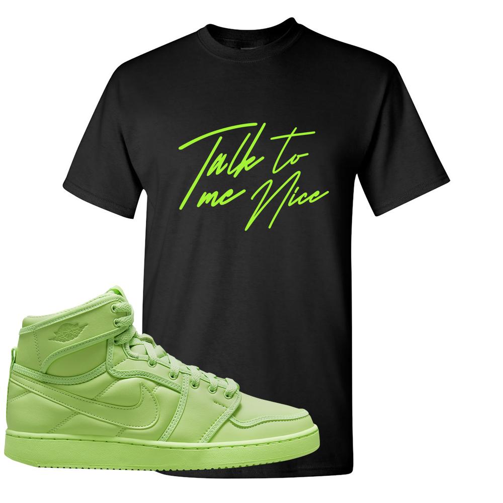 Neon Green KO 1s T Shirt | Talk To Me Nice, Black