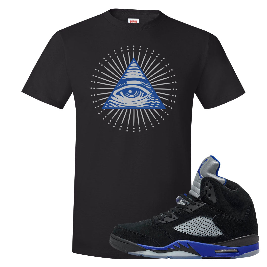 Racer Blue 5s T Shirt | All Seeing Eye, Black