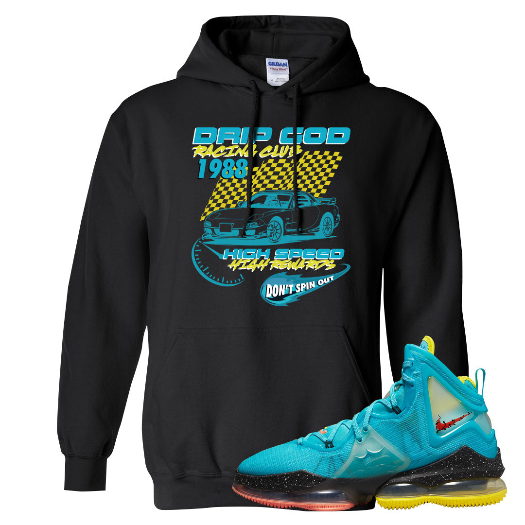 South Beach Christmas Bron 19s Hoodie | Drip God Racing Club, Black