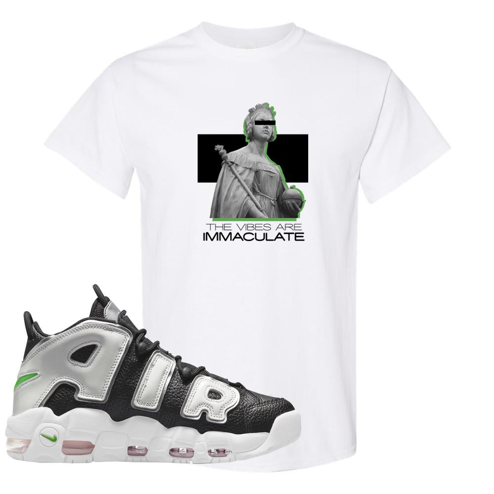 Black Silver Uptempos T Shirt | The Vibes Are Immaculate, White