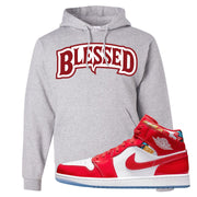 Barcelona Sweater Mid 1s Hoodie | Blessed Arch, Ash