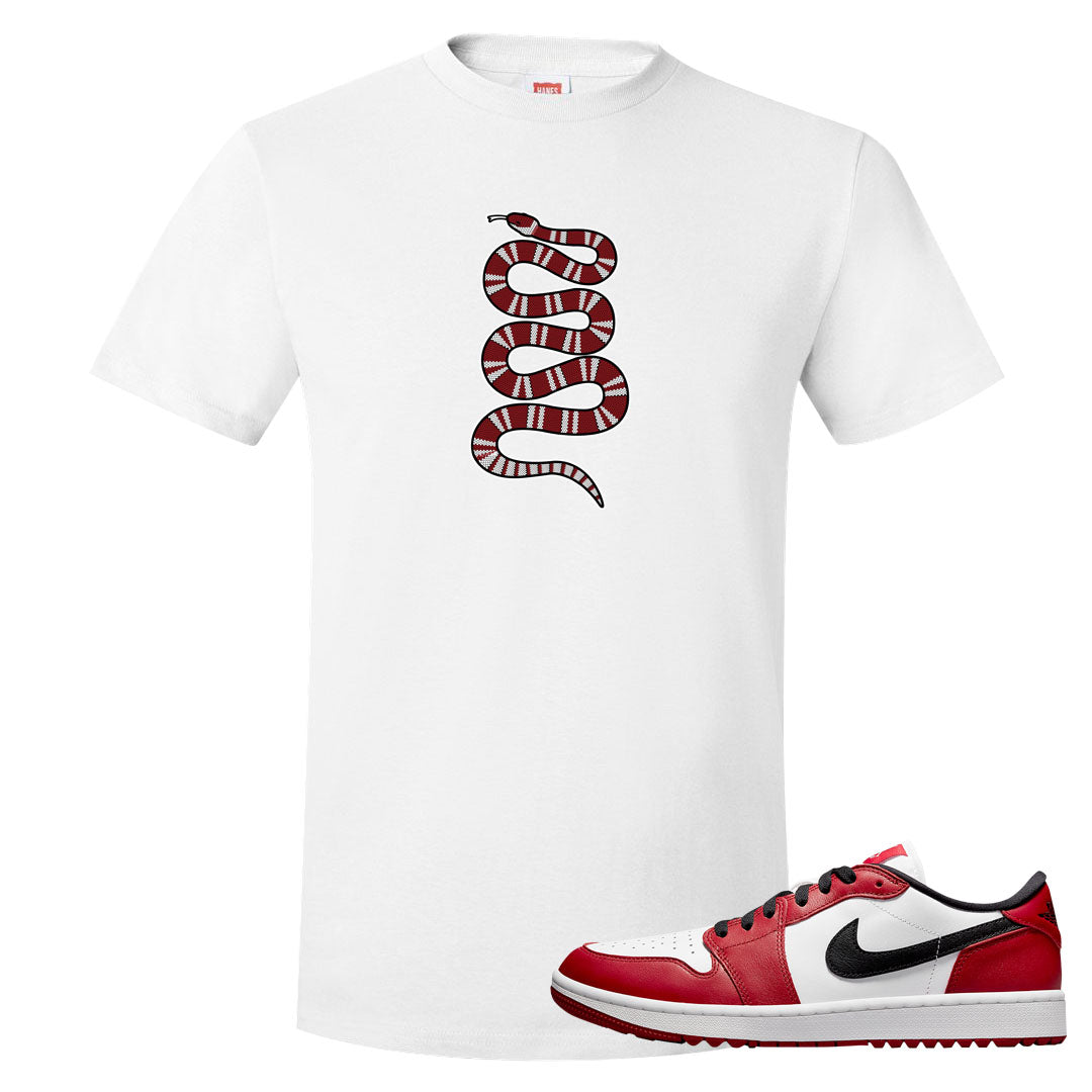 Chicago Golf Low 1s T Shirt | Coiled Snake, White