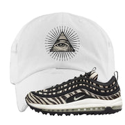 Zebra Golf 97s Distressed Dad Hat | All Seeing Eye, White