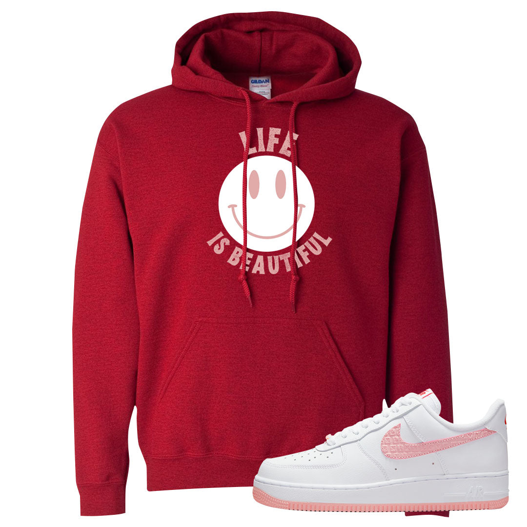 Valentine's Day 2022 AF1s Hoodie | Smile Life Is Beautiful, Red