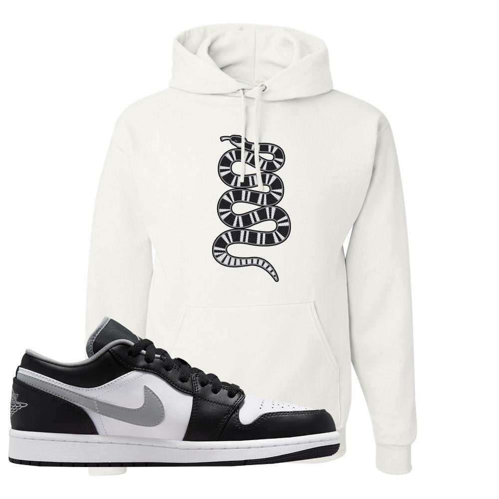 Air Jordan 1 Low Black Medium Grey Hoodie | Coiled Snake, White