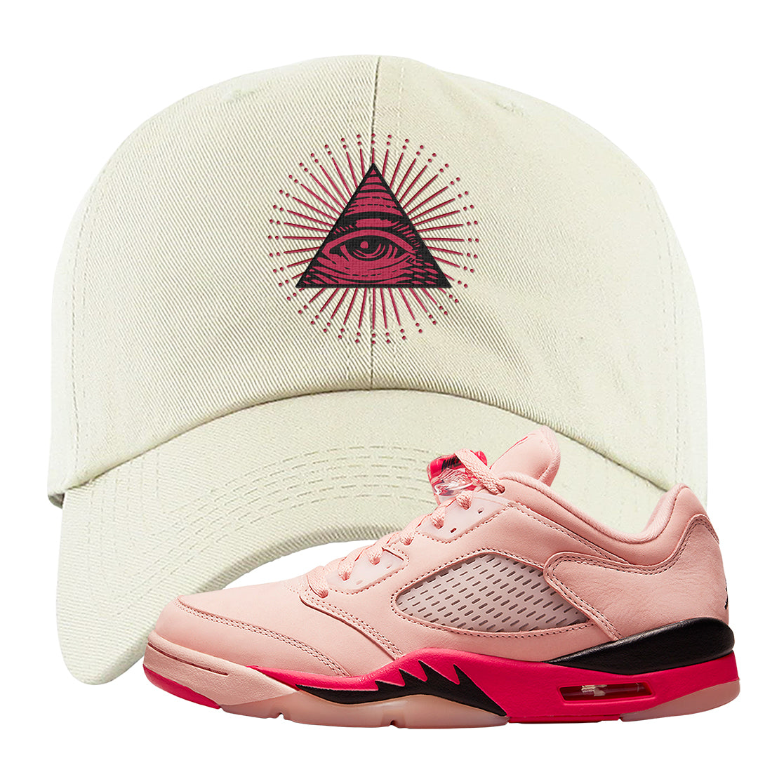 Arctic Pink Low 5s Dad Hat | All Seeing Eye, White