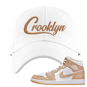 Air Jordan 1 Mid Tan Leather Dad Hat | Crooklyn, White