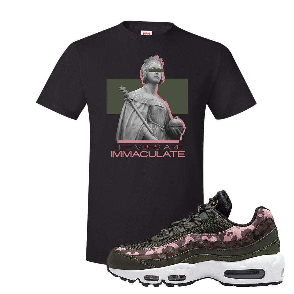 Olive Pink Camo 95s T Shirt | The Vibes Are Immaculate, Black