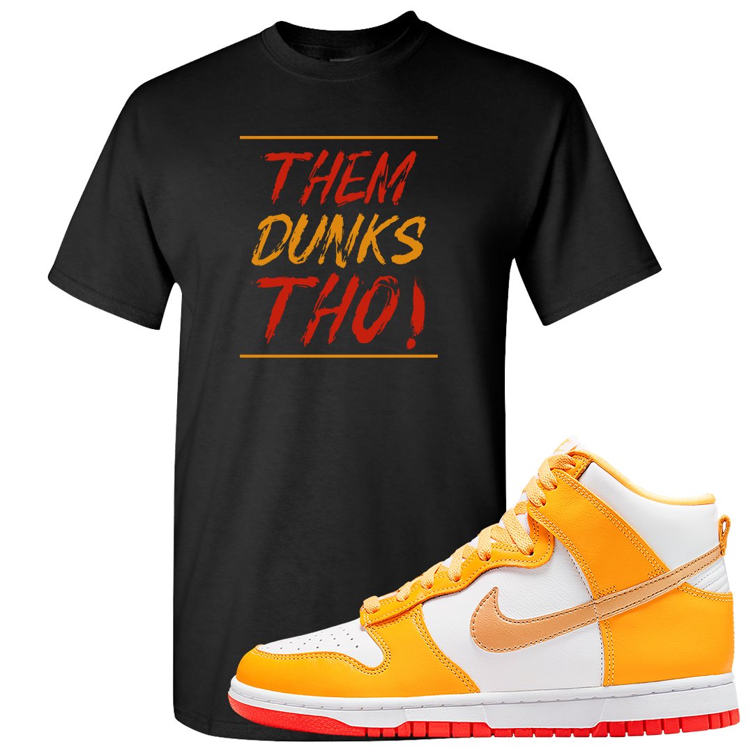 Yellow Gold Orange High Dunks T Shirt | Them Dunks Tho, Black