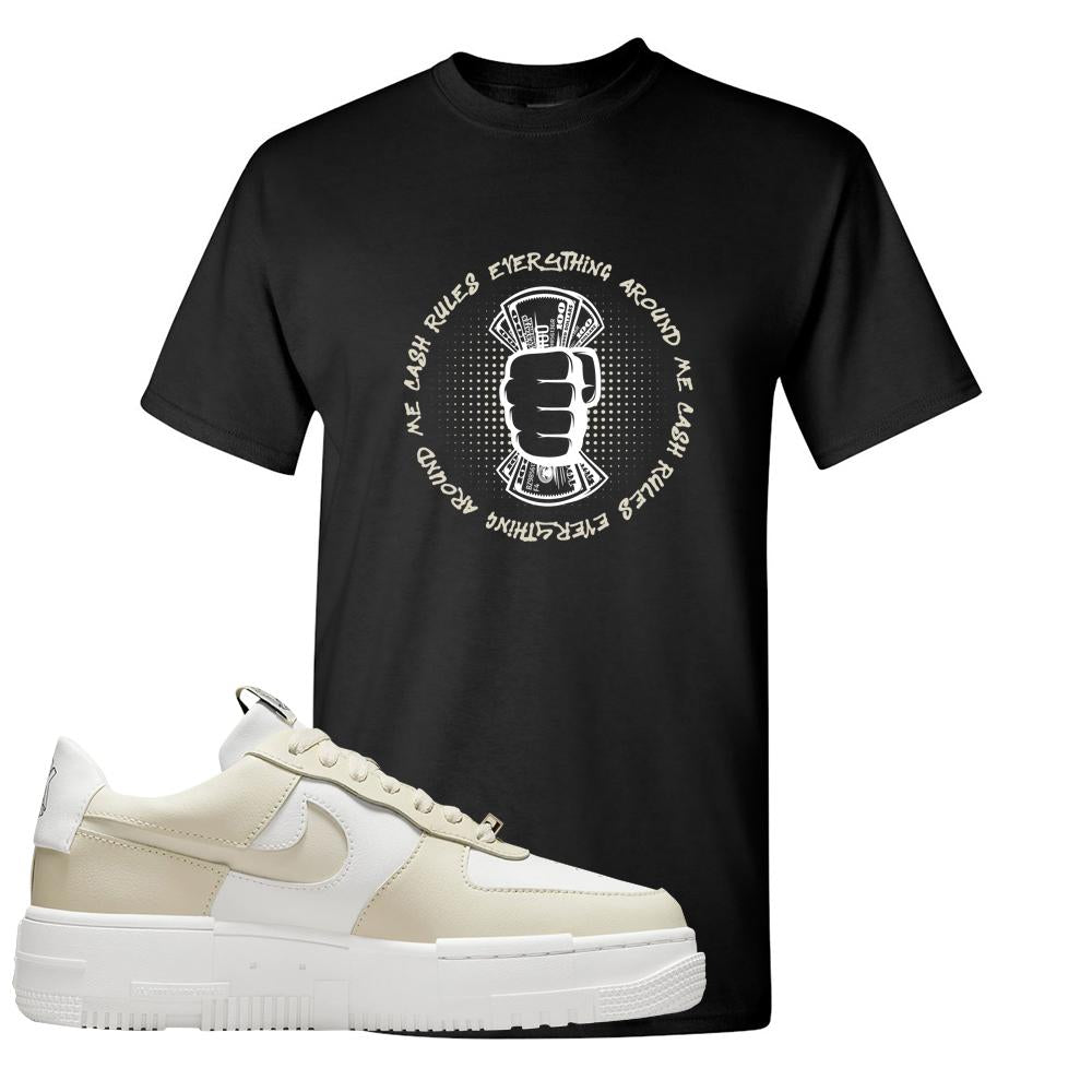 Pixel Cream White Force 1s T Shirt | Cash Rules Everything Around Me, Black