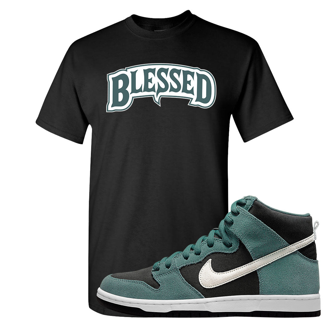 Green Suede High Dunks T Shirt | Blessed Arch, Black