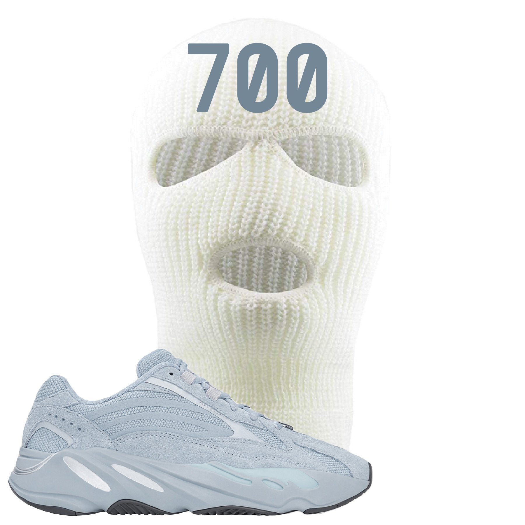 Yeezy Boost 700 V2 Hospital Blue 700 Sneaker Matching White Ski Mask