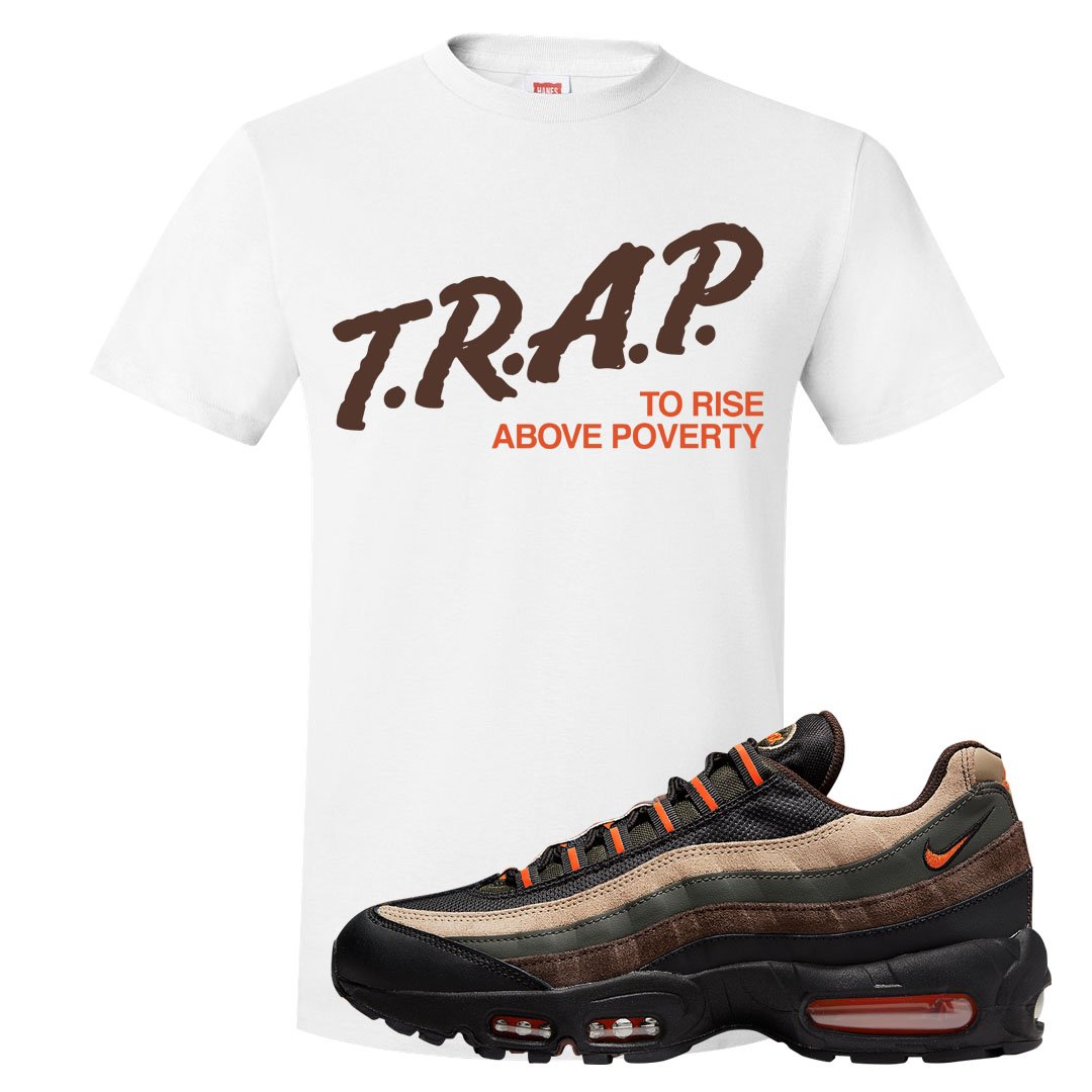 Dark Army Orange Blaze 95s T Shirt | Trap To Rise Above Poverty, White