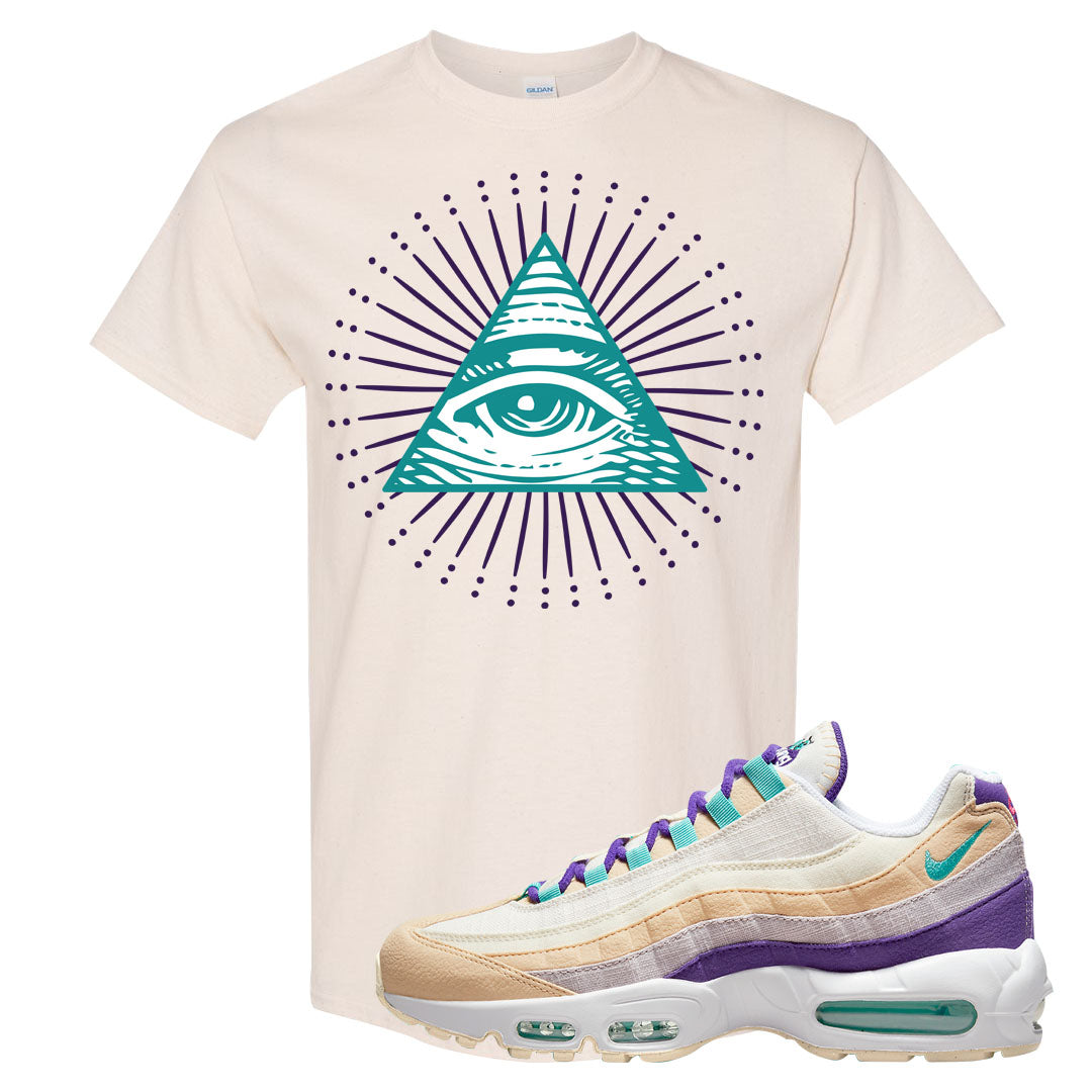 Sprung Natural Purple 95s T Shirt | All Seeing Eye, Natural