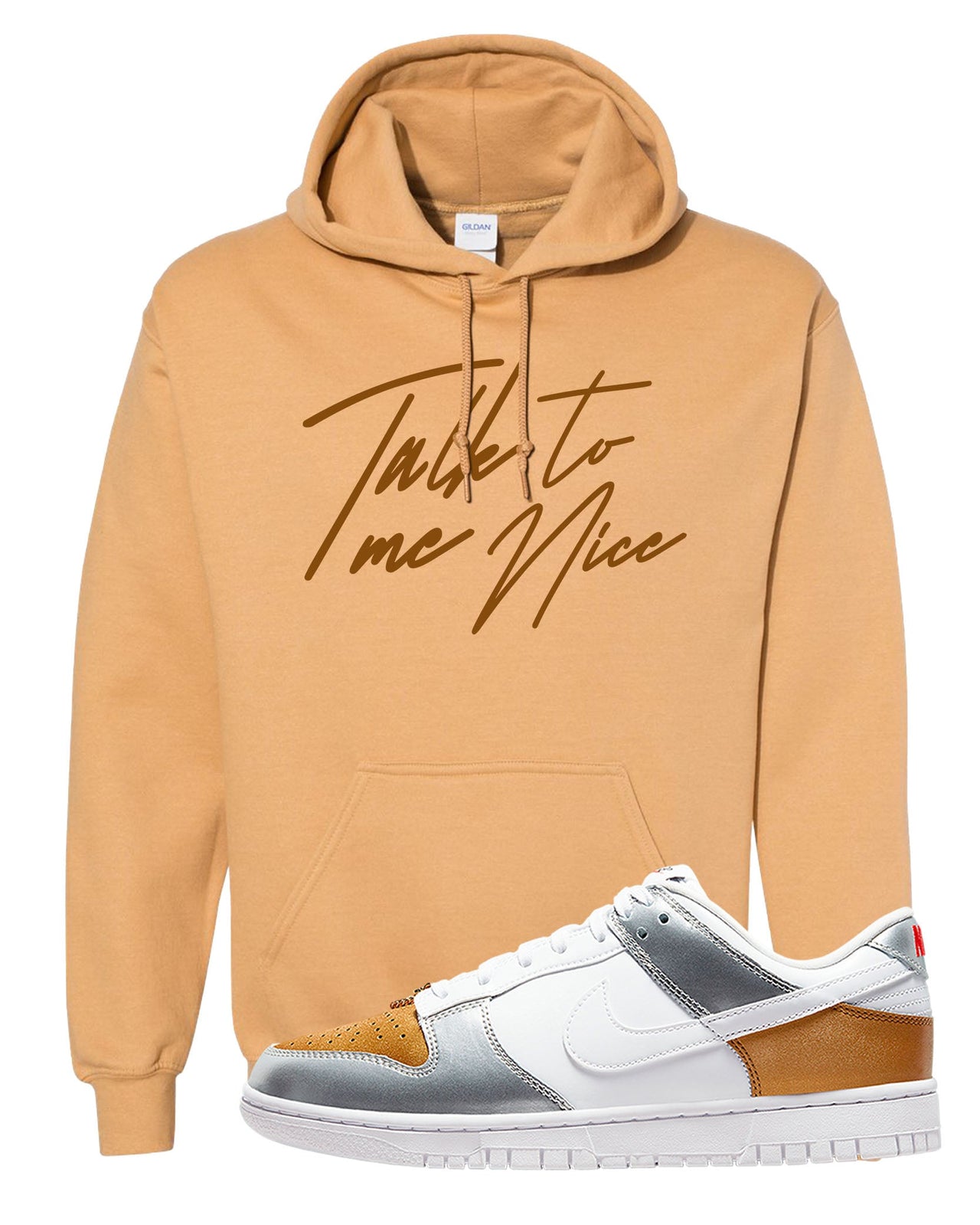 Gold Silver Red Low Dunks Hoodie | Talk To Me Nice, Old Gold