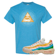 Rise Unity Sail 95s T Shirt | All Seeing Eye, Heather Sapphire