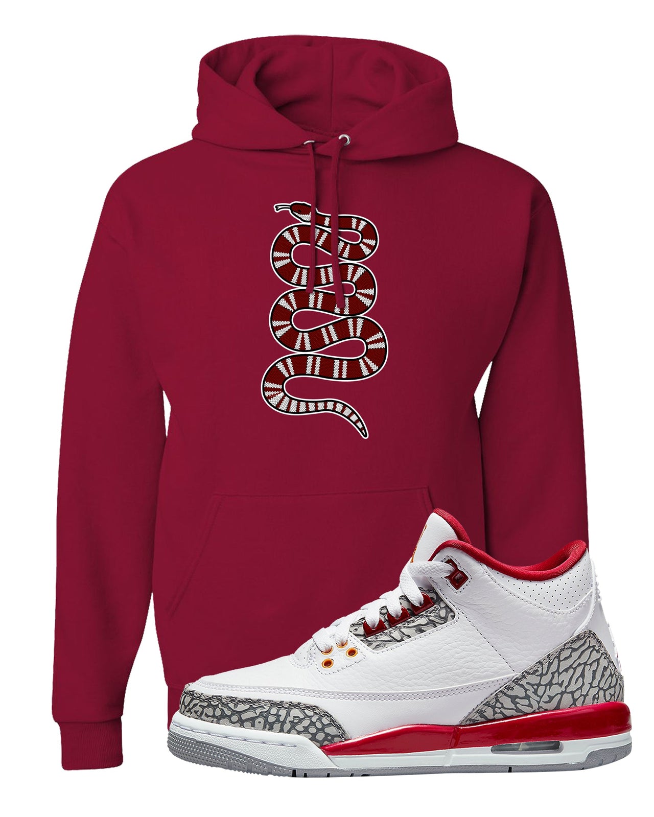 Cardinal Red 3s Hoodie | Coiled Snake, Cardinal