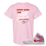 Valentine's Day Mid 1s T Shirt | Drip God Racing Club, Light Pink