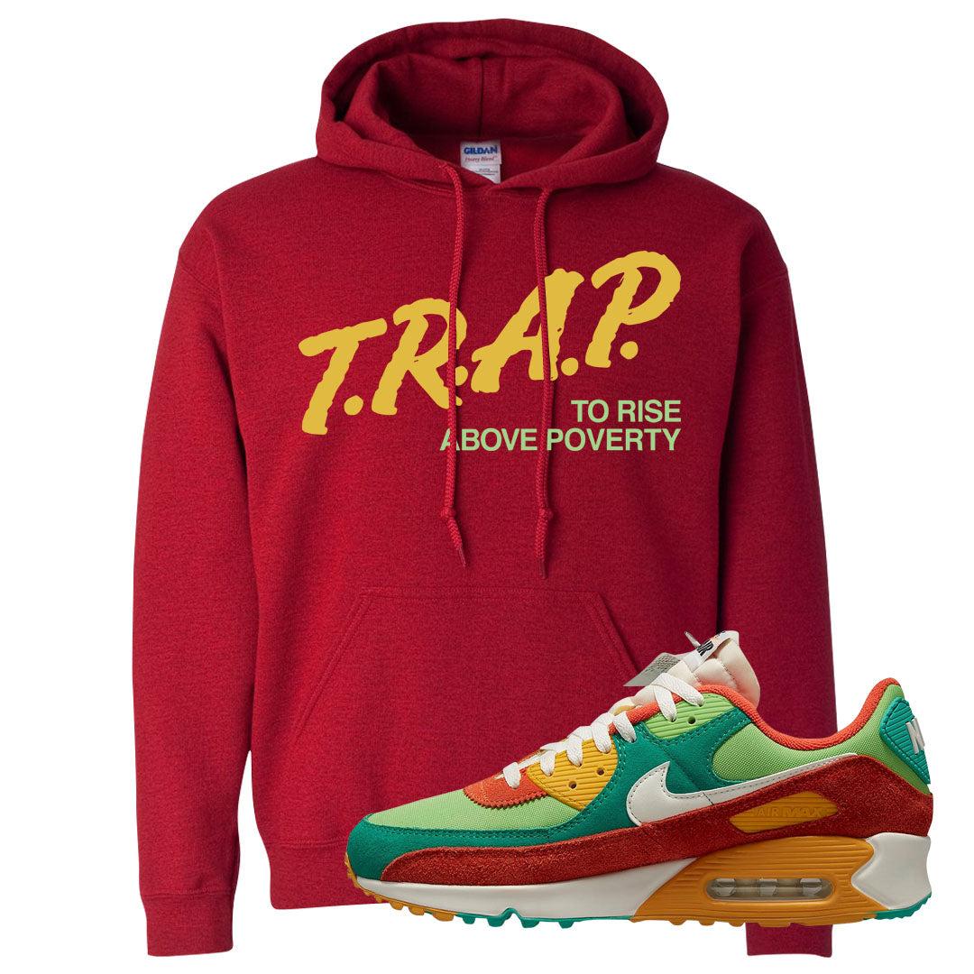 AMRC Green Orange SE 90s Hoodie | Trap To Rise Above Poverty, Red