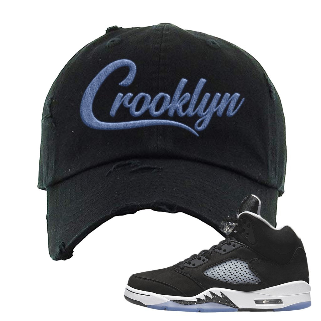 Oreo Moonlight 5s Distressed Dad Hat | Crooklyn, Black