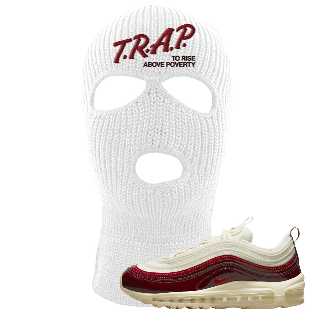 Dark Beetroot 97s Ski Mask | Trap To Rise Above Poverty, White