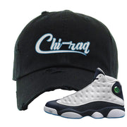 Obsidian 13s Distressed Dad Hat | Chiraq, Black