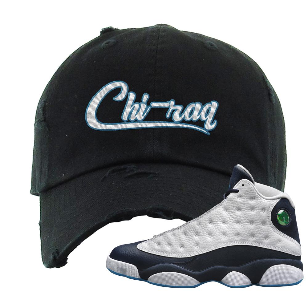 Obsidian 13s Distressed Dad Hat | Chiraq, Black