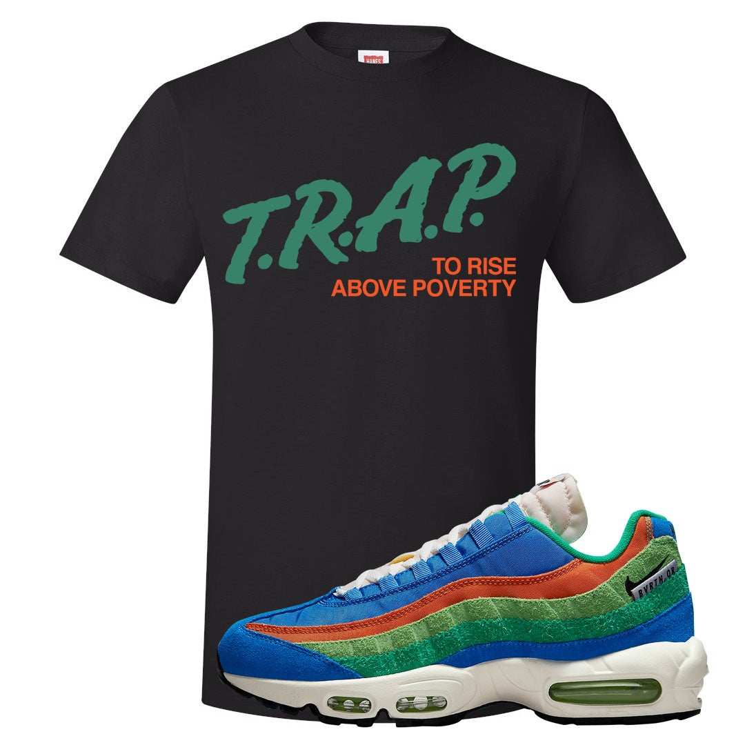 Light Blue Green AMRC 95s T Shirt | Trap To Rise Above Poverty, Black