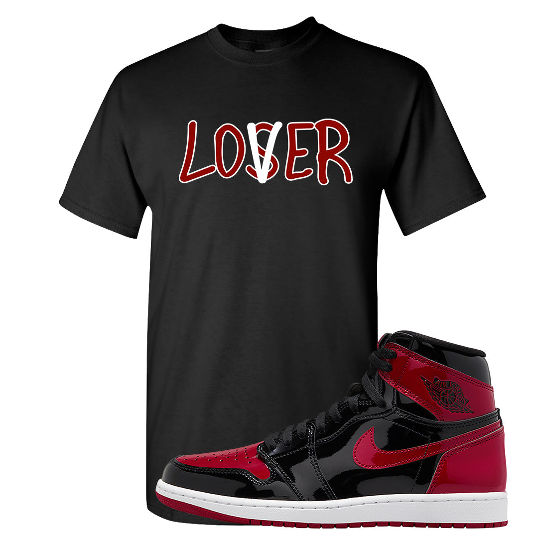 Patent Bred 1s T Shirt | Lover, Black