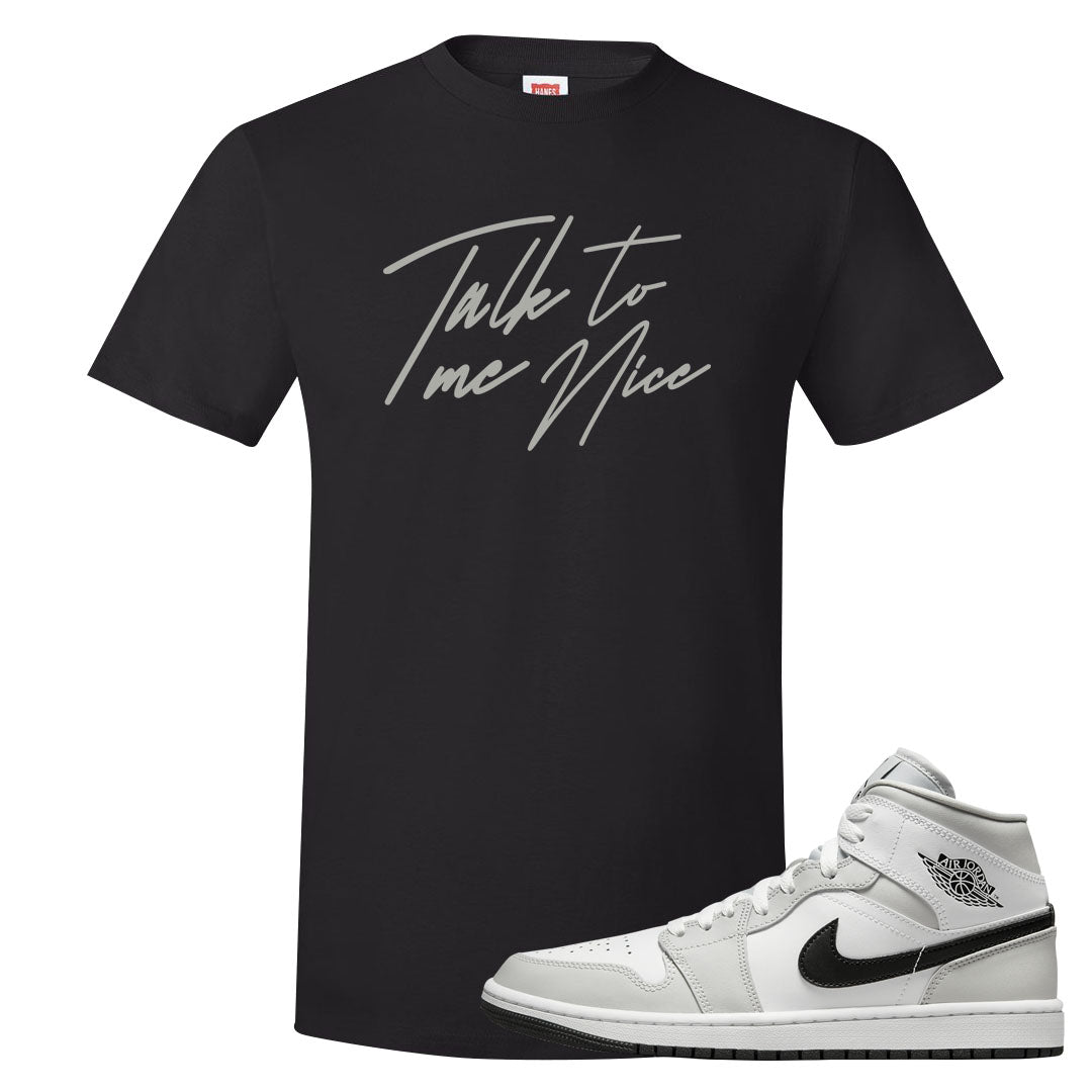 Light Smoke Grey Mid 1s T Shirt | Talk To Me Nice, Black