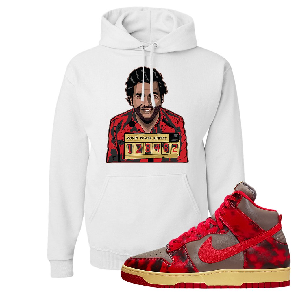 Acid Wash Red 1985 High Dunks Hoodie | Escobar Illustration, White