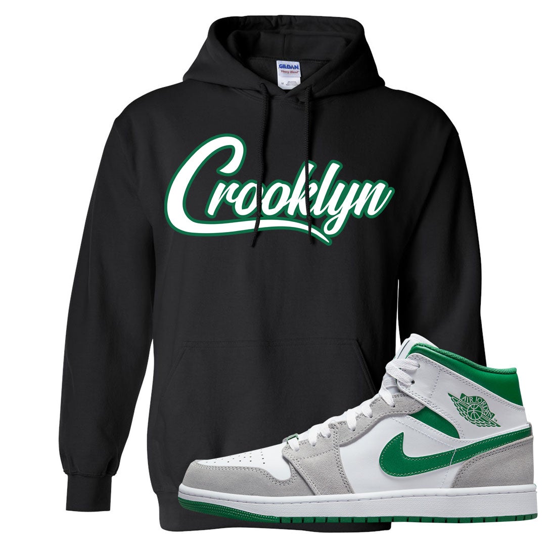 Light Smoke Pine Green Mid 1s Hoodie | Crooklyn, Black