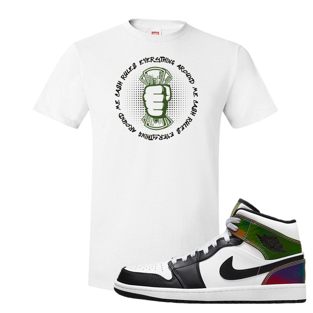 Color Change Mid 1s T Shirt | Cash Rules Everything Around Me, White