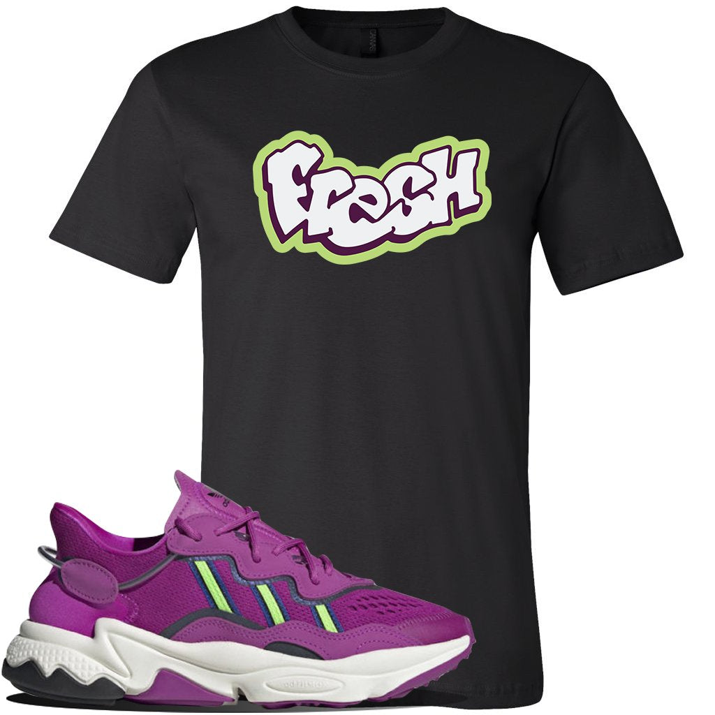 Ozweego Vivid Pink Sneaker Black T Shirt | Tees to match Adidas Ozweego Vivid Pink Shoes | Fresh