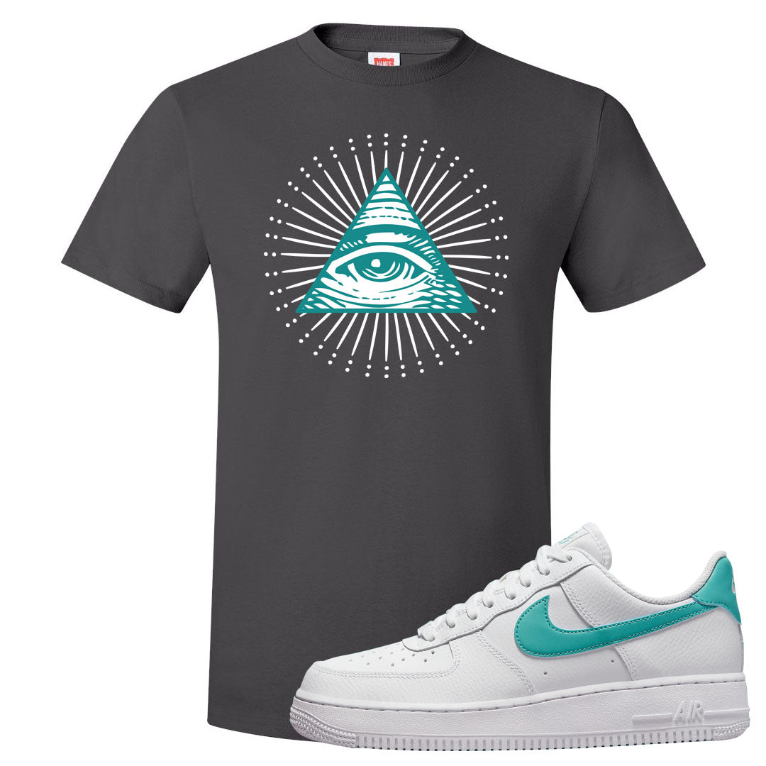 Washed Teal Low 1s T Shirt | All Seeing Eye, Smoke Grey