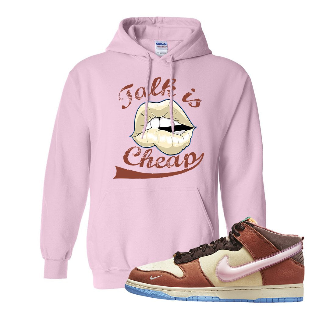 Chocolate Milk Mid Dunks Hoodie | Talk Lips, Light Pink