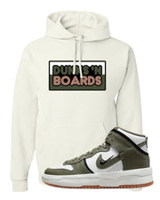 Cargo Khaki Rebel High Dunks Hoodie | Dunks N Boards, White