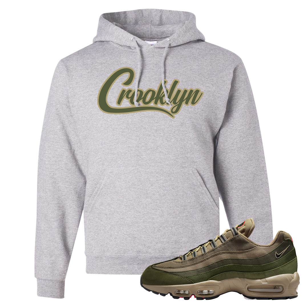 Medium Olive Rough Green 95s Hoodie | Crooklyn, Ash