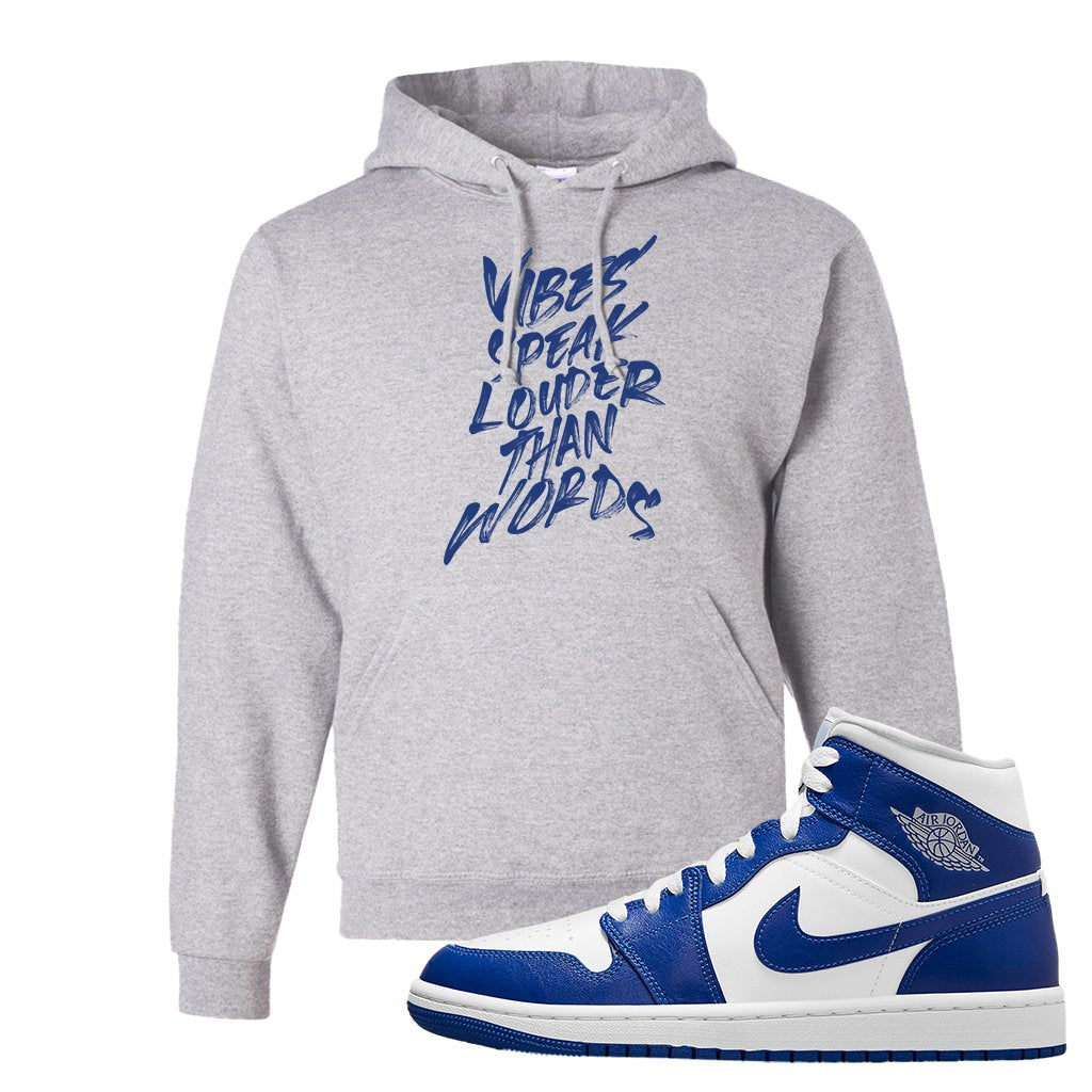 Air Jordan 1 Mid Kentucky Blue Hoodie | Vibes Speak Louder Than Words, Ash