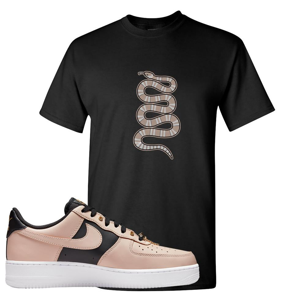 Air Force 1 Low Bling Tan Leather T Shirt | Coiled Snake, Black