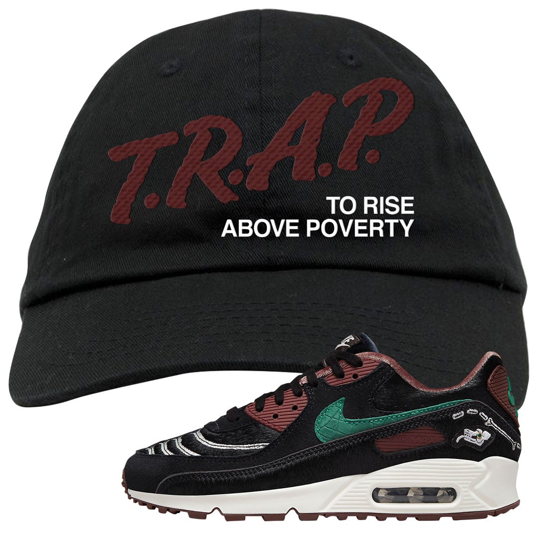 Always Familia Skeleton 90s Dad Hat | Trap To Rise Above Poverty, Black